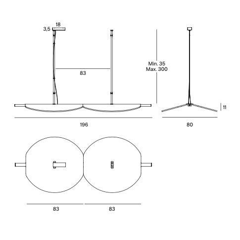 Luminaire acoustique Pampa 196cm