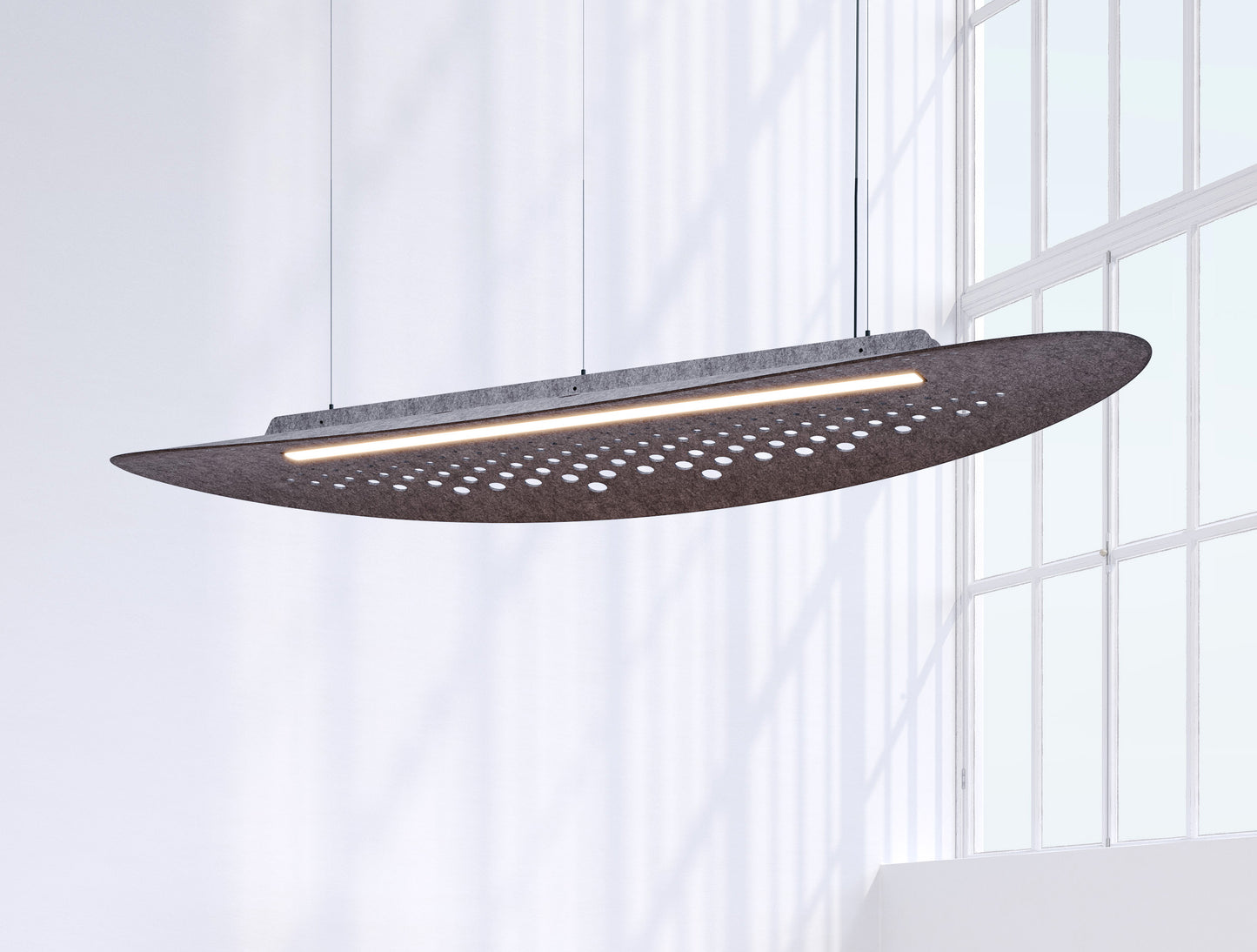 SULAY, le luminaire circulaire acoustique suspendu ON/OFF, collection KALLMA