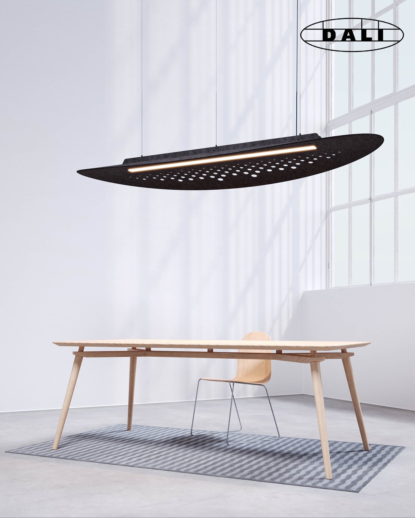 SULAY, le Luminaire circulaire acoustique suspendu, DALI, KALLMA