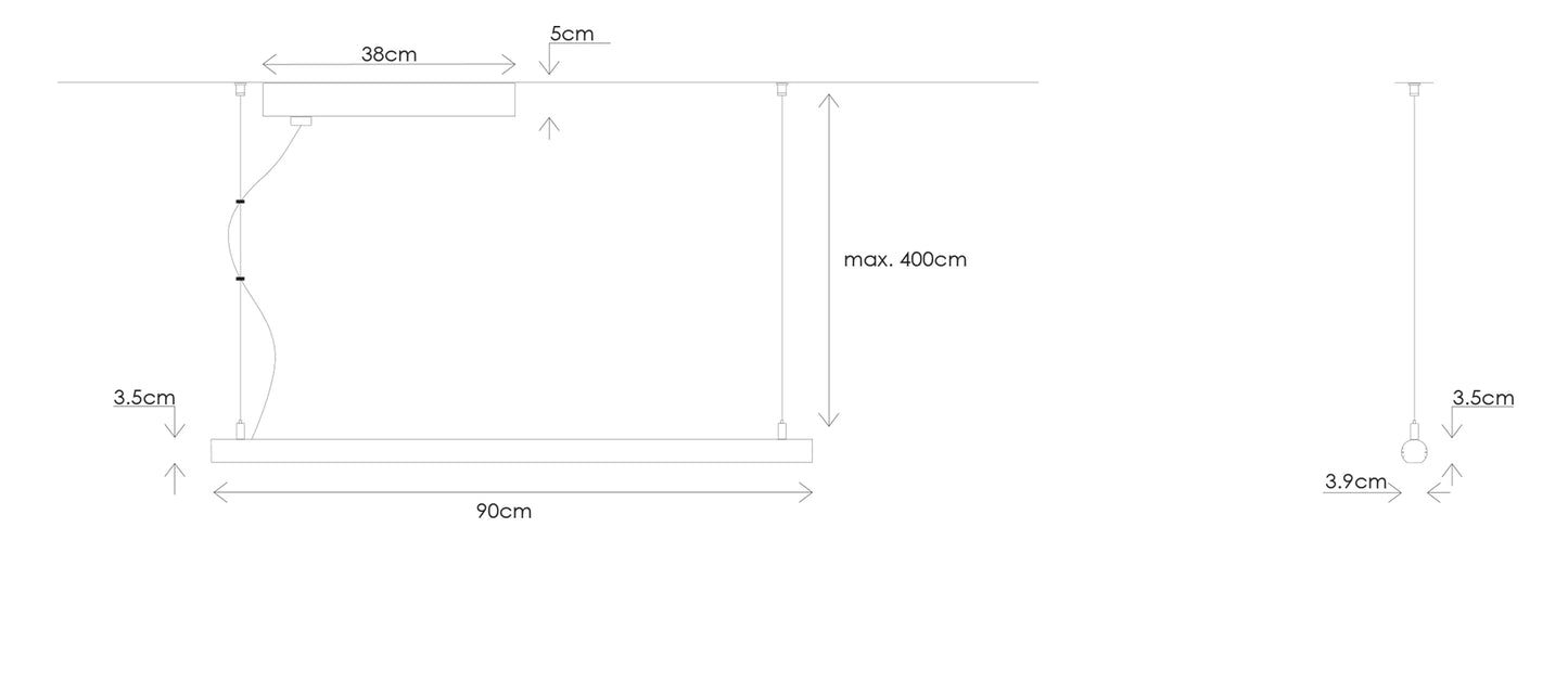 dimensions suspension linéaire en aluminium Bomu HCL