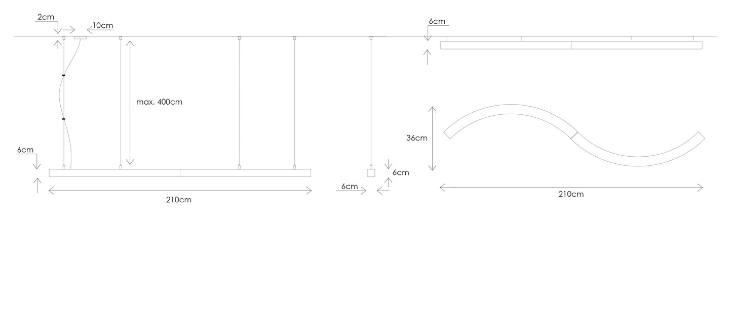 Dimensions luminaire circulaire de haut rendement Shiva