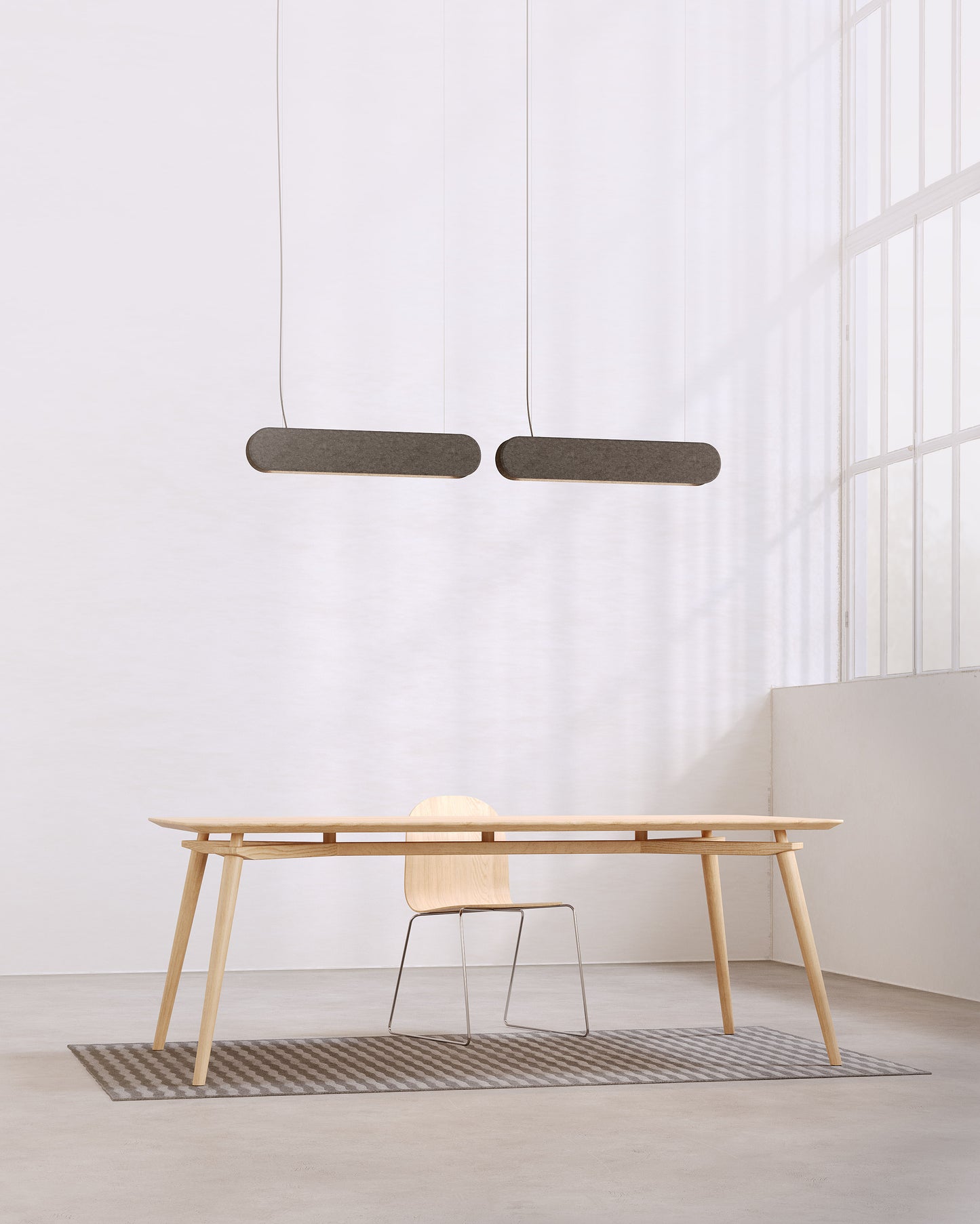 Luminaire linéaire acoustique Kipu en double