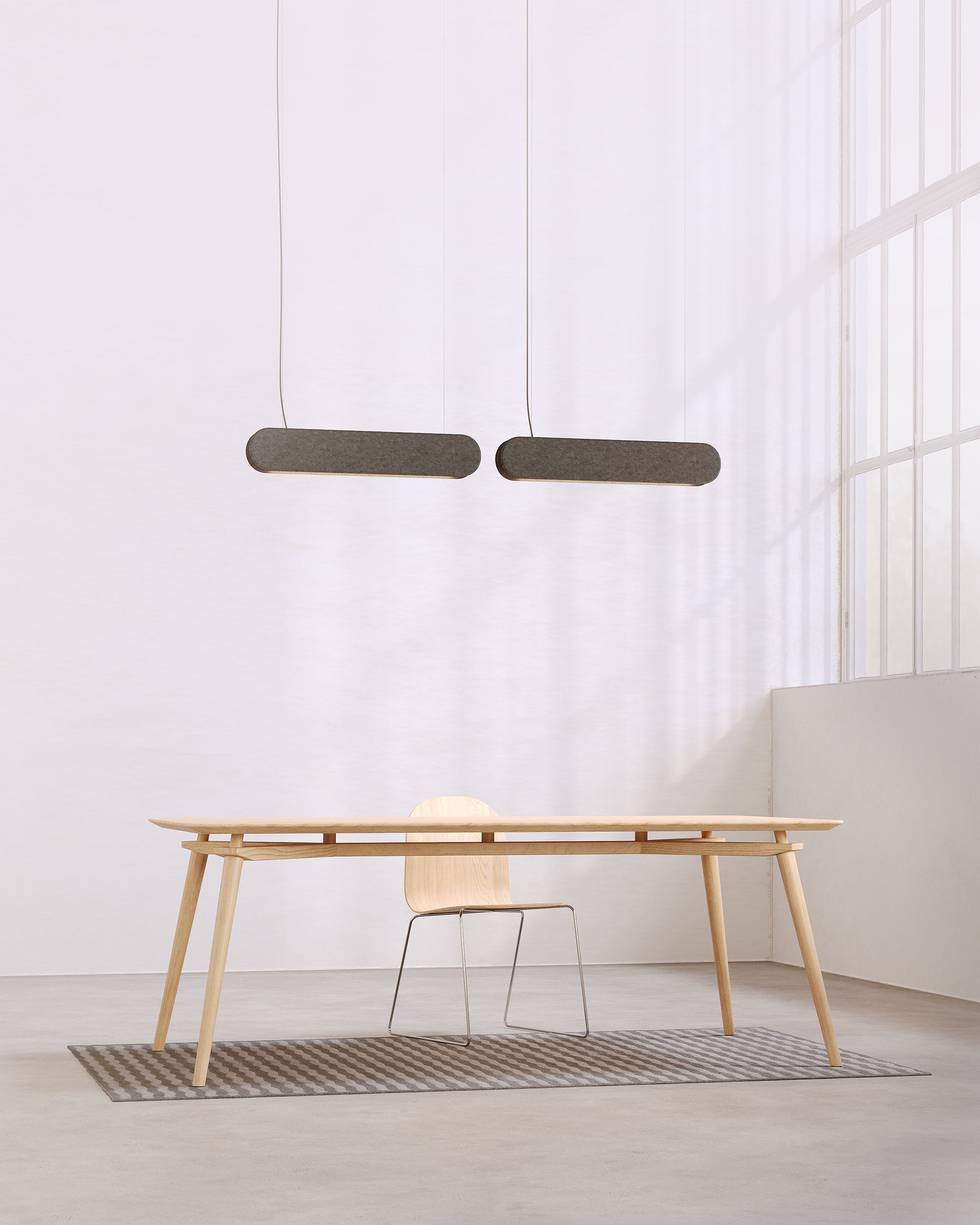 Luminaire linéaire acoustique Kipu en double