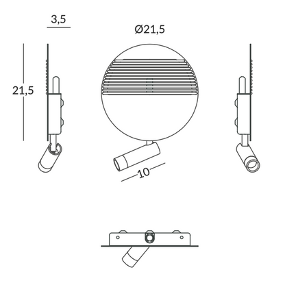 diametre Applique murale circulaire Dial 215 mm