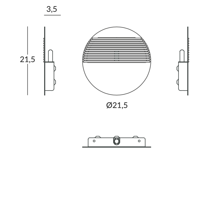 dimensions Applique murale circulaire Dial 215 mm 