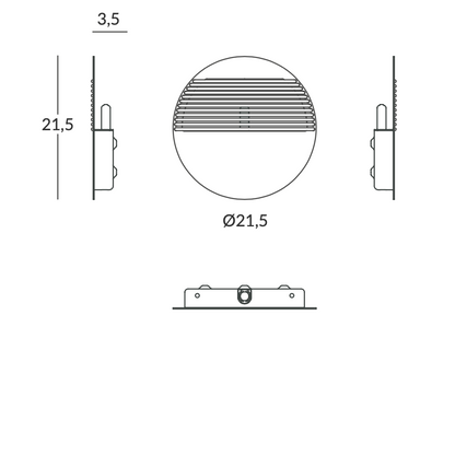 dimensions Applique murale circulaire Dial 215 mm 