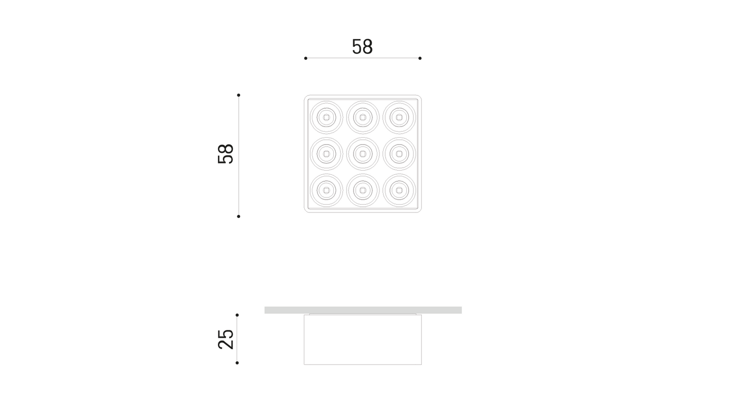 Applique Black Foster Micro Surface 3x3 LEDs