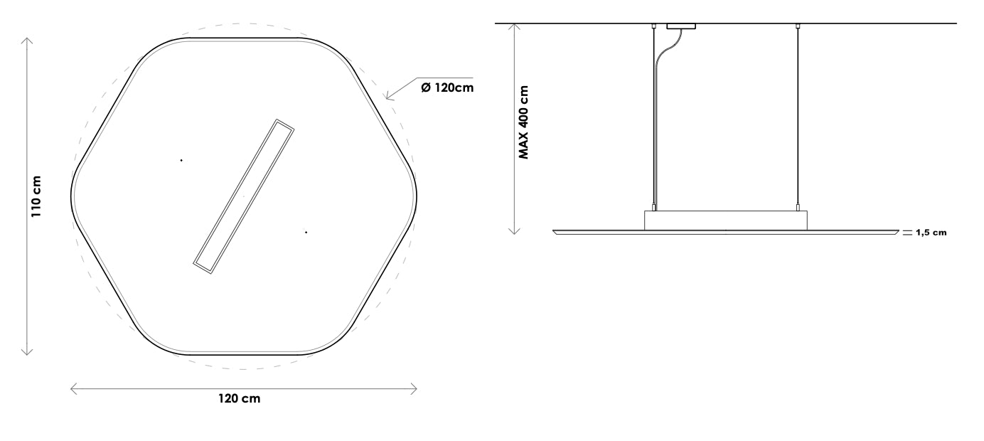Luminaire acoustique hexagonal suspendu Sisa