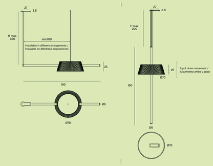 Luminaire acoustique Céleste 190 cm