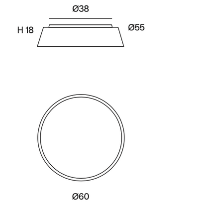 Le luminaire de surface Drum avec diffuseur-60cm-dimensions
