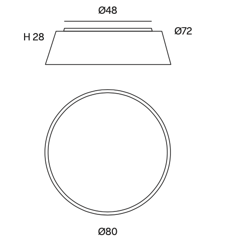 Le luminaire de surface Drum avec diffuseur-80cm-dimensions