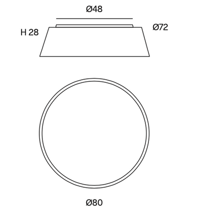 Le luminaire de surface Drum avec diffuseur-80cm-dimensions