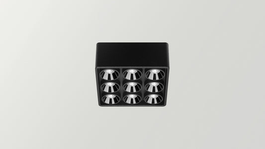 Applique Black Foster Micro Surface 3x3 LEDs Dali