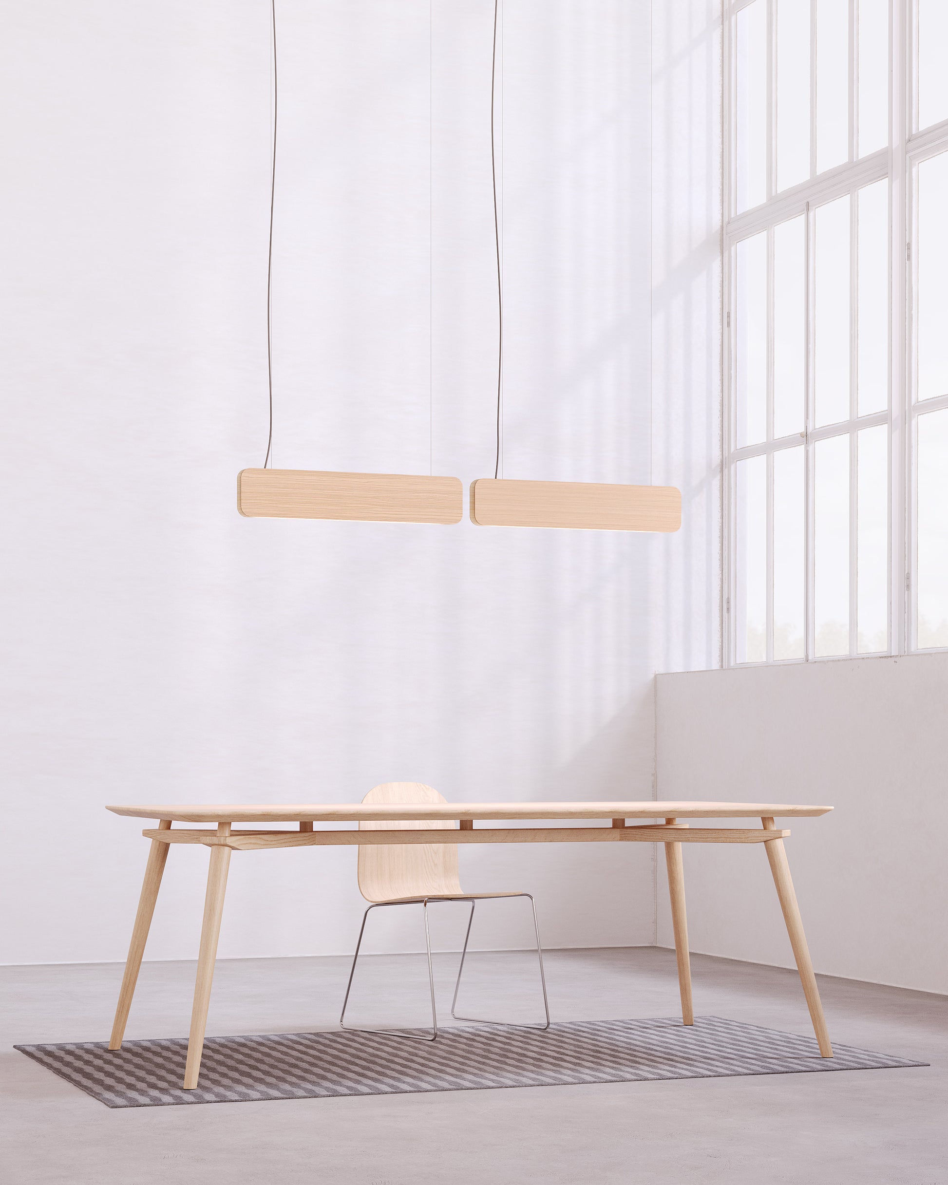 Suspension bois, NINA, luminaire linéaire DALI, WOOD