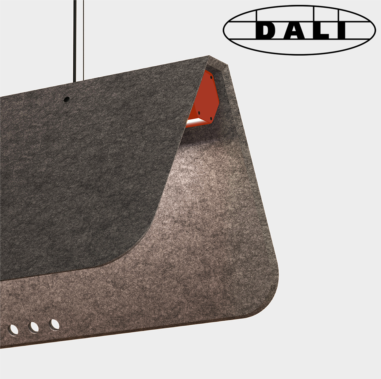 luminaire acoustique kuntur collection kallma gris fonce rouge dali ultimlux avignon