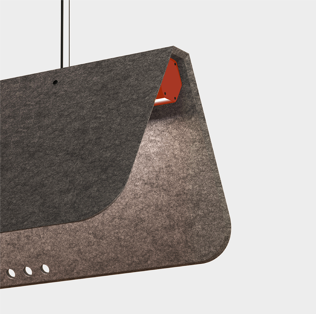 luminaire acoustique kuntur collection kallma gris fonce rouge ultimlux avignon