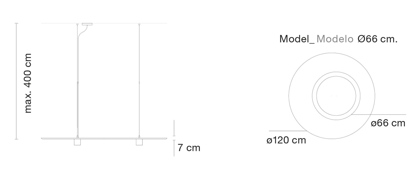 SIWI est un luminaire circulaire acoustique suspendu DALI de la collection KALLMA